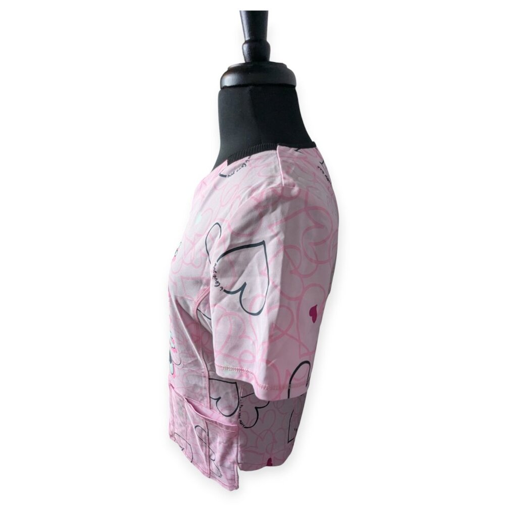 Cherokee Infinity Love You More Pink Disney Mickey & Minnie Mouse Scrub Top Sm - Picture 5 of 14